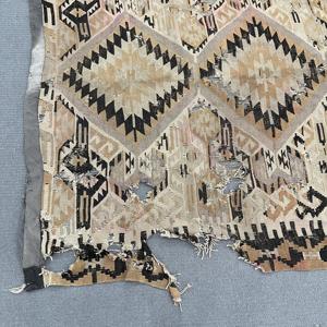 Vintage Rug, Large 5x9.2 ft Turkish Rug, <b>Brown</b> Black Patchwork <b>Wool</b> Rug - Product Image 5