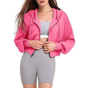 Sudadera con Capucha Corta de Alta Calidad para Mujer, Estilo Urbano, con Cremallera, Logotipo Bordado Personalizado, Transpirable, de Secado Rápido, Servicio OEM - Product Image 3