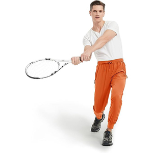 Pantalon de jogging style urbain pour homme, design minimaliste, taille élastique, cordon de serrage, léger, coupe ajustée - Product Image 5