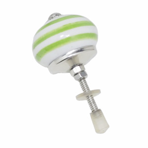 Boutons en céramique de style industriel bandes vertes sur blanc laiteux CK 558 poignées de tiroir d'armoire pour cuisine chambre armoire - Product Image 3