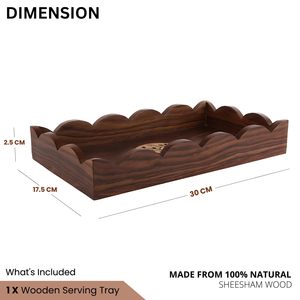 Plateau en bois aux bords incurvés avec sculpture centrale, best-seller, plateau décoratif en bois fiable et durable au prix le plus bas - Product Image 2