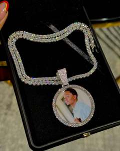 สร้อยคอจี้หน้าคนแบบสามมิติชุบทองคำขาว 925 เงินแท้ทรงปรินเซสคัท ประดับเพชร VVS สไตล์ฮิปฮอป ของขวัญวันเกิดสำหรับผู้ชาย - Product Image 1
