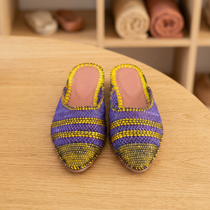 Sandalias Artesanales de Moda con Rayas de Rafia, Colores Mixtos, Punta Abierta, Suela de Cuero Genuino, Transpirables, para Interiores, Todas las Estaciones - Product Image 2