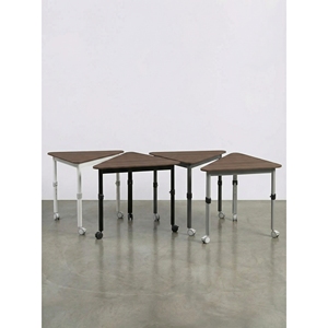 2026 <b>Height</b> <b>Adjustable</b> Triangle Mobile <b>Desk</b> Wheels Compact Table for School Wholesale - Product Image 3