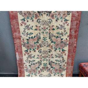 Alfombra Turca Vintage, Alfombra de 3.9x6.8 pies, Alfombra Roja Sólida - Product Image 2