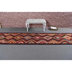 2.7x12.9 ft Rug, Vintage Turkish Rug, <b>Red</b> Kilim <b>Wool</b> Rug - Product Image 3