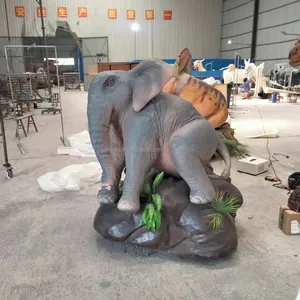 Nanchi thiết kế mới animatronic mô hình ngoài trời Chủ Đề Công viên trang trí đạo cụ điêu khắc động vật voi tượng với rockery cơ sở