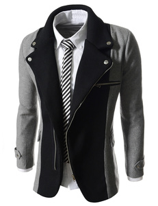Abrigo de guisante de mezcla de lana de fibra de bambú de moda para hombre, abrigo de un solo pecho con cuello entallado, gabardina cálida de invierno - Product Image 1