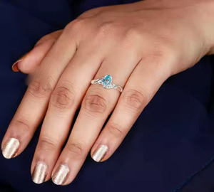 Anillo de piedra de apatita con corte de pera romántico para mujer de Plata de Ley 925 a granel al por mayor, diseño moderno para regalo de fiesta de compromiso de boda - Product Image 4