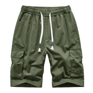 Bermudas chinas de algodón de felpa francesa transpirables de verano para hombre, ropa de calle con cierre de cordón de alta calidad - Product Image 1