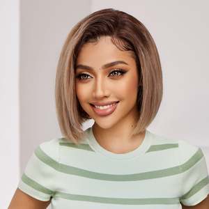 DWY 8 Inch for Ombre Light Brown Short Straight <b>Wig</b> - Product Image 2