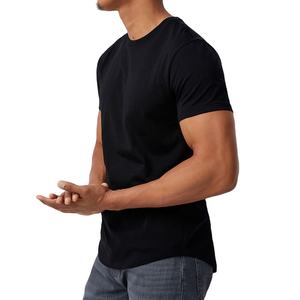 T-shirt à col rond en coton noir uni surdimensionné pour homme - Product Image 1