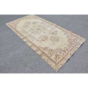 Turkish Rug, 4.9x9.4 ft Vintage Rug, <b>Brown</b> White Camouflage <b>Wool</b> Rug - Product Image 2