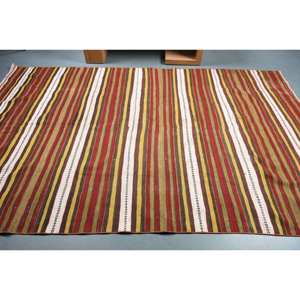 Alfombra turca clásica de área grande, rojos y verdes de retazos diseño tradicional, lana de 6x9,6 pies con respaldo de látex, grosor de 10mm para adolescentes - Product Image 3