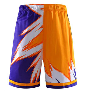 Short en maille de basket-ball respirant pour hommes personnalisé Double couche Vintage fermeture éclair poches latérales cordon High Street 100% coton - Product Image 1