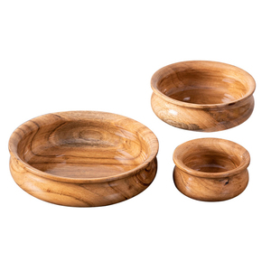 Good Quality Enamel Work Luxury Wooden Bowl With Spoon for <b>Dinnerware</b> Bowls Modern Design Mango Round Wooden Bowl - Product Image 6