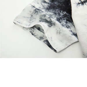 T-shirts vintage surdimensionnés lavés à l'acide pour hommes Streetwear Hip Hop personnalisé avec chemise en coton Hipster teint par cravate à ourlet incurvé - Product Image 4