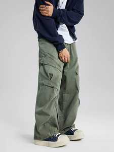 Streetwear Baggy Denim Cargos Pantalones Hombres con Bolsillos Laterales - Product Image 6