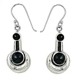 Boucles d'oreilles pendantes en argent 925 avec onyx noir pour femmes, bijoux tendance avec or rose platine et zircon pour mariages et fêtes - Product Image 2