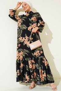 Nouvelle saison Satin femmes été modeste ethnique islamique robe Dubaï musulman caftan tunique avec Abaya Style fabriqué en Turquie - Product Image 2