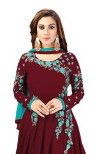 Trendmalls mujer Georgette Anarkali Kurta conjunto Dupatta bordado étnico Salwar traje indio pakistaní boda todas las estaciones - Product Image 2
