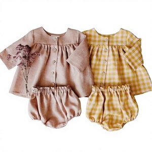 Robe d'été pour bébé, tendance, élégante, mignonne et belle, ensemble 2 pièces, 100% coton, taille et couleur personnalisables - Product Image 3