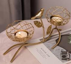 Porte-bougie décoratif en métal finition or premium pour bougie chauffe-plat, idéal pour la maison spirituelle, le festival Diwali, l'ambiance de Noël - Product Image 6