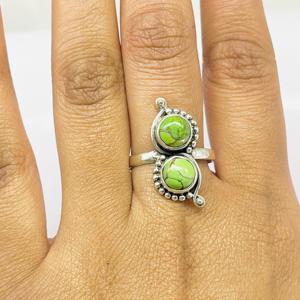 925 Sterling Silver Green Turquoise <b>Ring</b> for Women Handmade Designer <b>Fashion</b> <b>Ring</b> with Bezel Setting Gift - Product Image 1