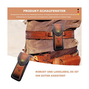 Cubierta de cuchillo plegable de cuero de alta calidad para exteriores hecha de cuero genuino con funda de cuchillo de cierre de botón de latón en relieve duradera - Product Image 4