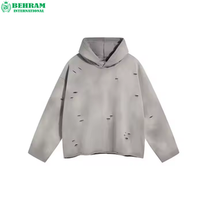 Sweat à capuche pour homme coupe classique délavé à l'acide 100% coton, effet soleil éclairé, technique de teinture unie, hiver, écologique, vente en gros - Product Image 4
