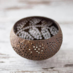 Encantador candelita colgante portavelas hecho a mano soportes de cáscara de coco para velas adorno decorativo regalo - Product Image 3