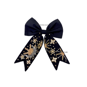 Hot Sale Boutique Cotton <b>Hair</b> Bows Girls Custom Design Beads Embroidery Wholesale Latest Small <b>Flower</b> - Product Image 5