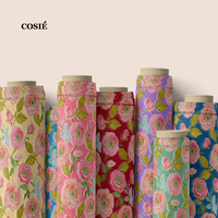 Tissu imprimé numérique en voile 100% coton, motifs nœuds et fleurs, vente en gros, faible MOQ, commande personnalisée