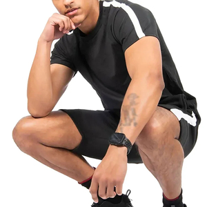 Gym Active Men's Pink Vintage Sporty Solid <b>T</b>-<b>Shirt</b> Shorts Set Stand <b>Collar</b> Quick Dry Knitted Eco-Friendly ODM Winter Plain Dyed - Product Image 6