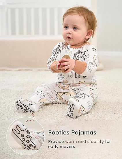 ORANGLES Original Manufacturer Custom Design Baby Footie Pajamas Set – Cotton Newborn Boys & Girls Sleepwear Romper - angled perspective - Image 4 of 4 | excellent for daily use | New York | Free Shipping ORANGLES