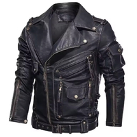 Jaket Bomber Kulit Asli 100% Pria untuk Musim Dingin, Tahan Air, Bernapas, Kerah Tegak, Ramah Lingkungan, Gaya Biker Motor Depan