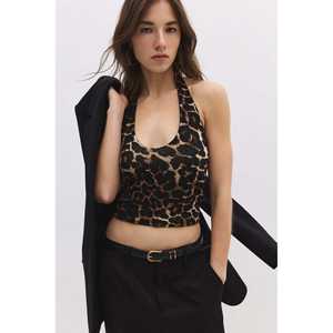 Chemise courte à imprimé léopard - Product Image 1