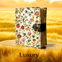 Imprimé à la main Mini Floral en cuir Grimoire rechargeable Livre des ombres, Vintage Witchcraft Spell Journal, Wiccan Pagan Gift