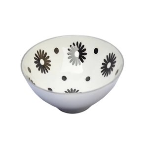 Flower Printed Metal <b>White</b> <b>Serving</b> <b>Bowl</b> in Round Shape Food <b>Serving</b> <b>Bowl</b> for Home & Wedding Tabletop <b>Serving</b> <b>Bowls</b> - Product Image 1