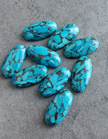 Turquoise Cuivre Bleu Naturel, Cabochon Ovale Allongé 12x24mm Calibré, Pierre Précieuse Libre Polie, Taillée à la Machine par Haute Technologie AMARA