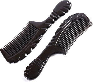 Peigne à cheveux en corne sculptée de buffle naturel Couleur aléatoire Massage barbe Design multi-usages pcs vente chaude - Product Image 4