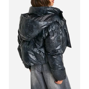 Chaqueta acolchada con forro de Sherpa para mujer, parka cálida con capucha extra acogedora, etiqueta personalizada al por mayor - Product Image 3