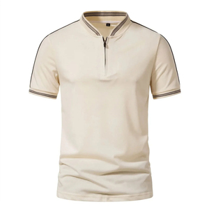 Nuevos polos de lujo con cremallera para hombre, polos de verano de tela suave para hombre, polos holgados con cuello levantado para hombre - Product Image 1
