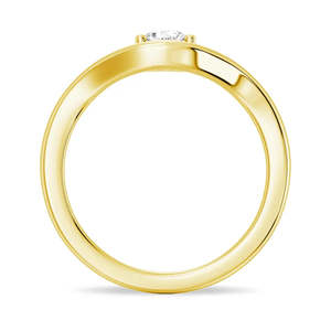 Anillo Solitario de Diamante Moissanita en Oro de 14K, Corte Redondo con Elegante Banda de Oro de 14K - Product Image 4