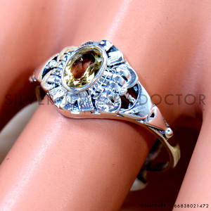 Anillo de Plata de Ley 925 Hecho a Mano, Estilo Bohemio Vintage, con Piedra Preciosa de Citrino, Corte Ovalado Facetado, Unisex, Talla Personalizada, Anillo de Boda - Product Image 2