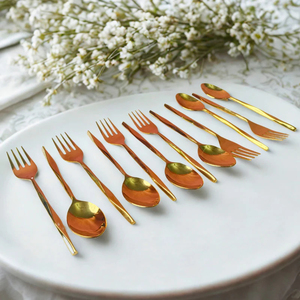 Juego de Cubiertos de Acero Inoxidable Dorado Mate Ecológico de Alta Calidad, Apto para Lavavajillas, Ideal para Bodas, Fiestas y Hoteles - Product Image 3