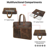 Sac à main pour ordinateur portable ALBORZ Direct Factory, unisexe, rétro, en cuir véritable, élégant, spacieux, pour les voyages quotidiens