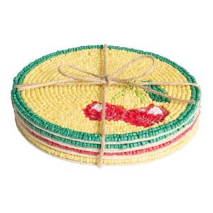 Dessous de verre brodés avec perles Sous-verres cousus à la main Boho Home Accessoire Sous-verre perlé - Product Image 2