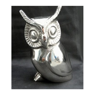 Escultura de aluminio plateado con forma de búho para decoración de restaurante, escultura de aluminio de mesa para decoración de oficina - Product Image 6