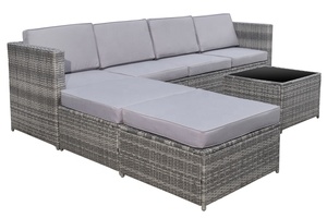 Modern Classic <b>Rattan</b> 7 PCS <b>Sofa</b> Set KD with Cushions Tempered Glass Table Garden Furniture Patio Courtyard Leisure Waterproof - Product Image 3